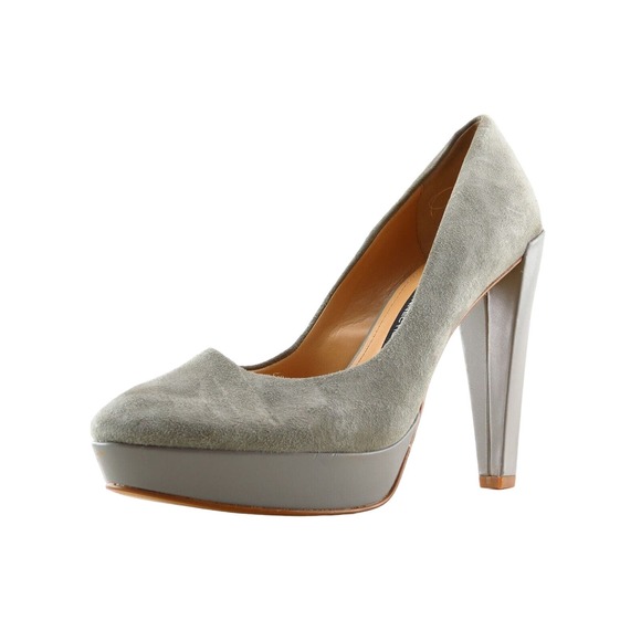 French Connection Platform Gray Leather Women Shoes Size 38.5 Medium - Picture 1 of 6